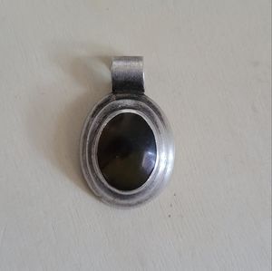 Natural stone vintage sterling silver pendant